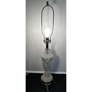 Vintage Crystal Table Lamp Silver Tone Base Leviton Made in USA Urn Shape 31.5"